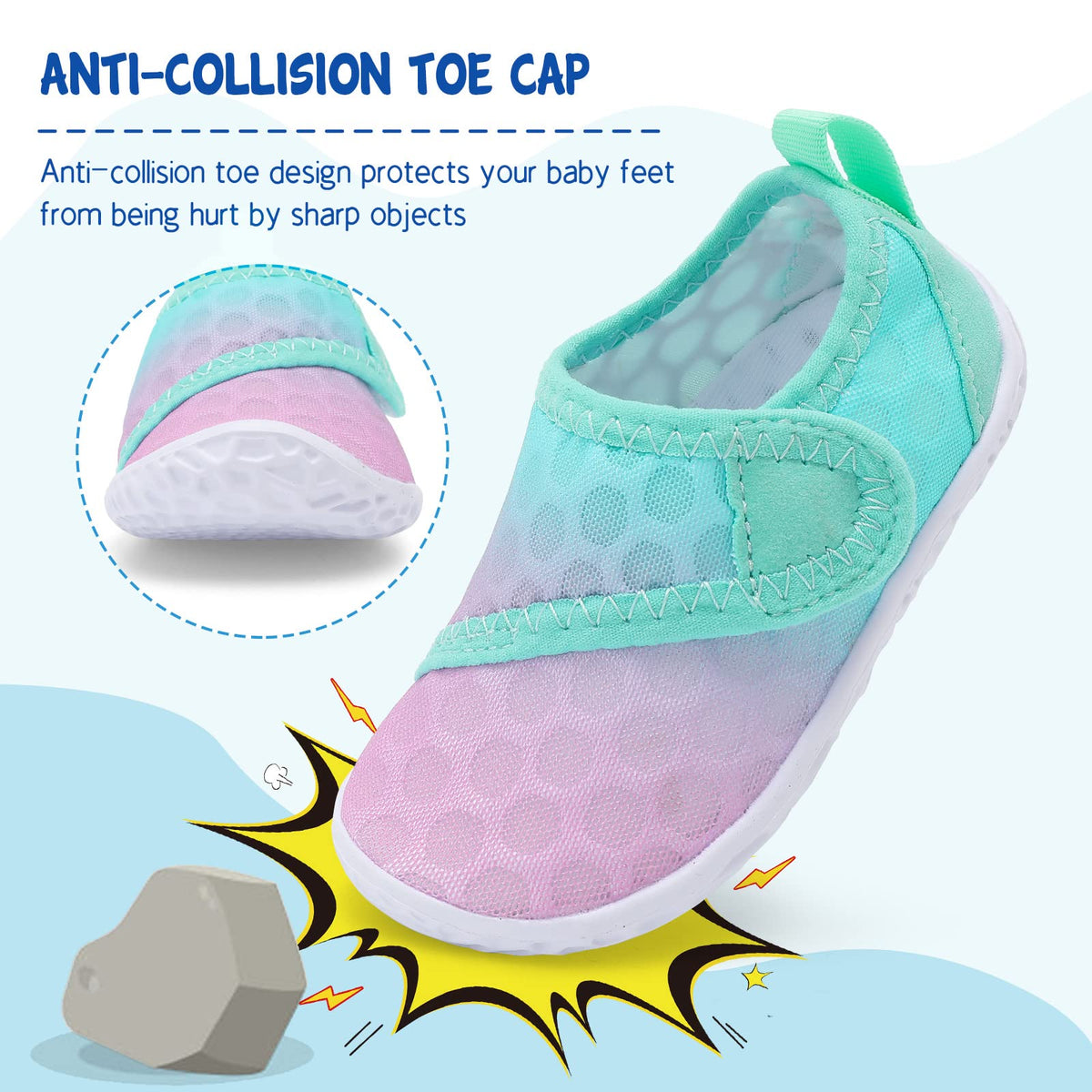 LeIsfIt Toddler Water Shoes Boys Girls Barefoot Aqua Socks Kids Breathable Quick-Dry Swim Shoes for Beach Pool Surf, Pink Green, 6 Toddler