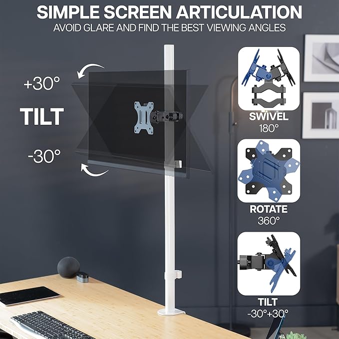 VIVO Steel Universal Bracket Pole Mount with Removable 75mm and 100mm VESA Plate, Fits up to 30 inch Screens, Black, MOUNT-POLE01