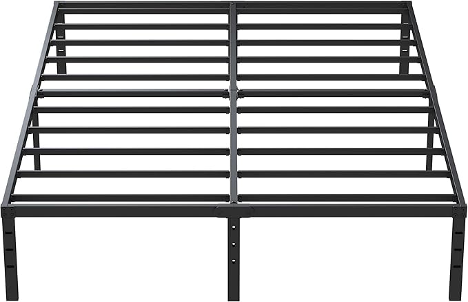 14 Inch Full Size Bed Frame No Box Spring Needed, Heavy Duty Metal Platform Bed Frame Full Support Up to 3000 lbs, Easy Assembly, Noise Free, Black