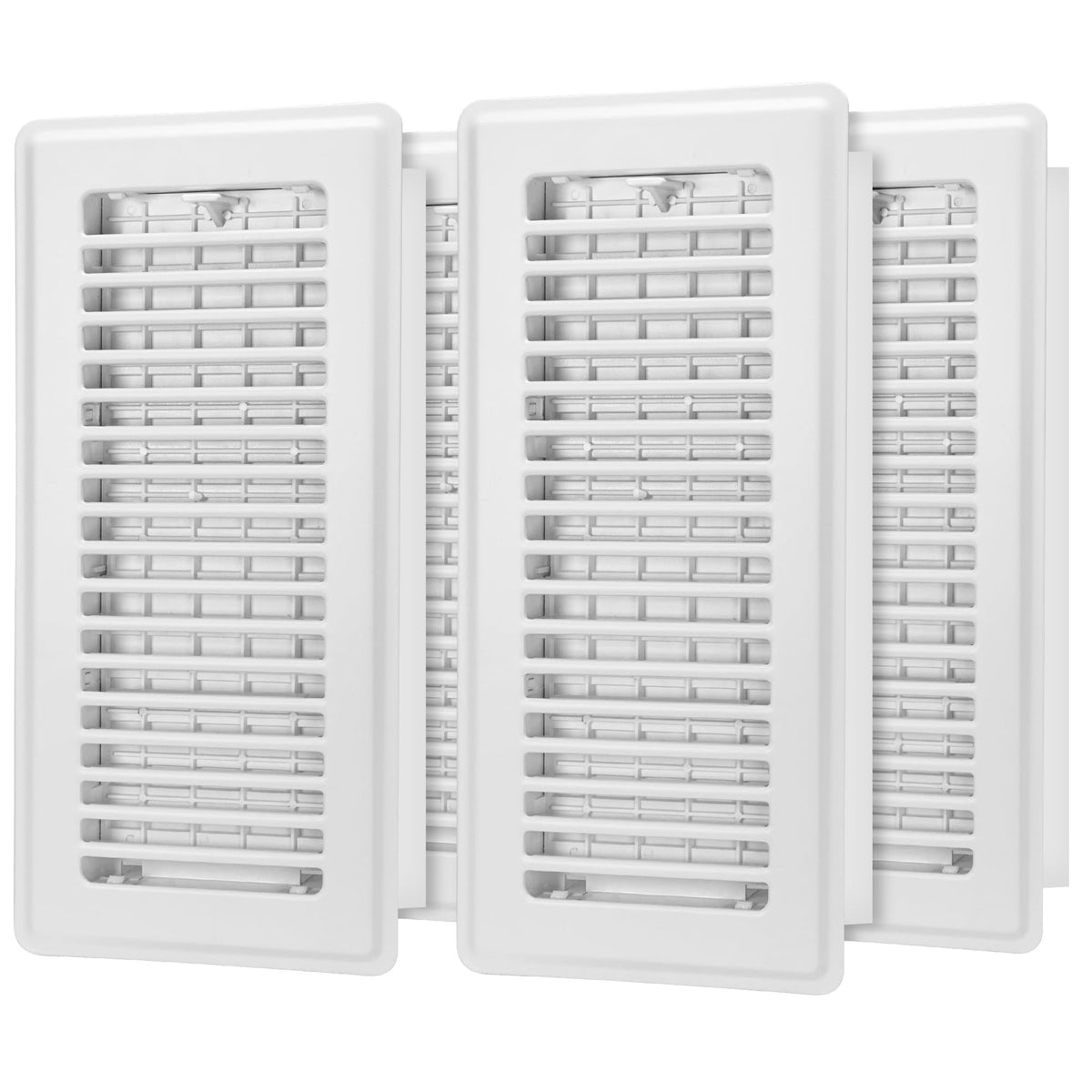 Floor Register 4x10, 4 Pack Floor Vent Covers for Home Floor Heavy Duty Steel Panel Walkable Floor Grates Adjustable Air Vent Covers 4" x 10" Floor Vent, White
