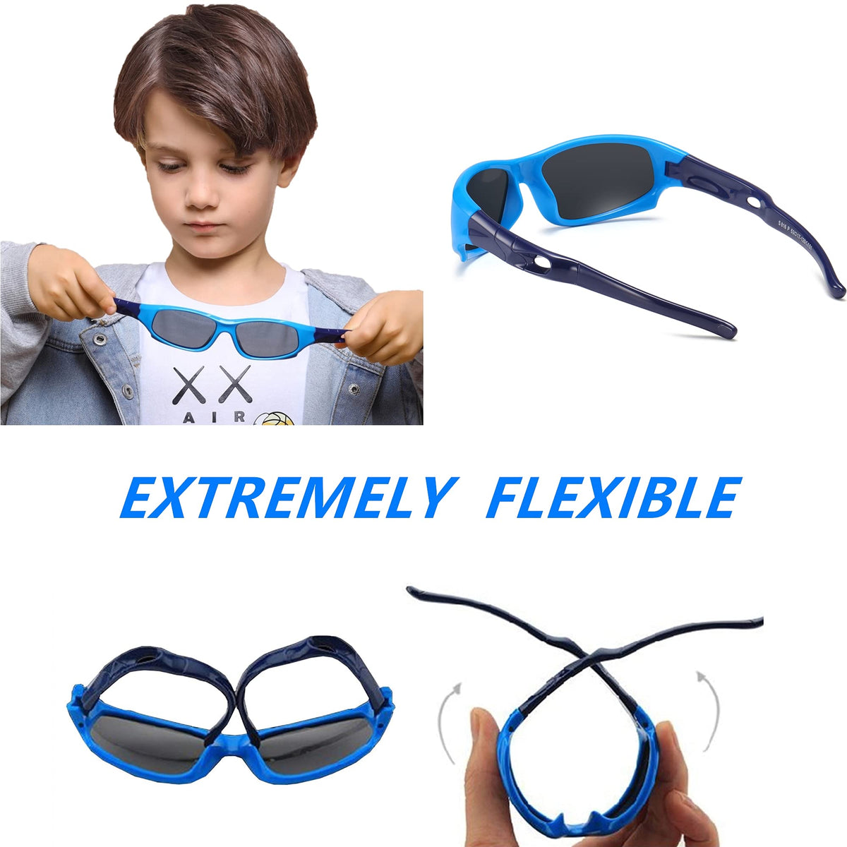 DYLB 3 Pack Flexible Kids Polarized Sunglasses For Boys Girls With Strap, Sport Sunglasses for Children Age 3-10.
