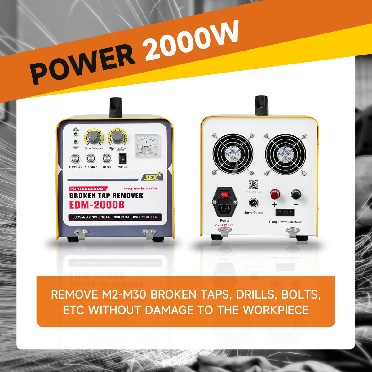2000W 110V Tap Burner Tap Disintegrator Portable EDM Broken Tap Remover Hard Tool Remover Tap Burning Machine Manual Up&Down(Depth Setting)