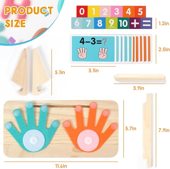 HANR Montessori Math Counting Toys,Preshool Learning Toys for Toddlers 3-6, Educational Math manipulatives for Kids,Number Counting Blocks,Montessori Toys for 3-5 Year Old Boys Girls Birthday Gifts