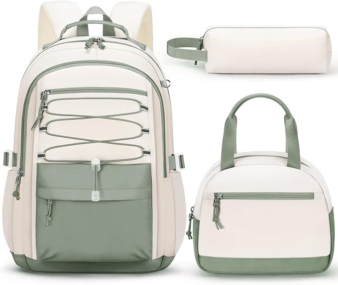 Fimibuke Kids Backpack for Girls, 3 PCS Waterproof Girls Backpack with Lunch Box & Pencil Case, Lightweight Bookbag Set for Kids Teen Girl Travel School Bag for Elementary Middle High School Students