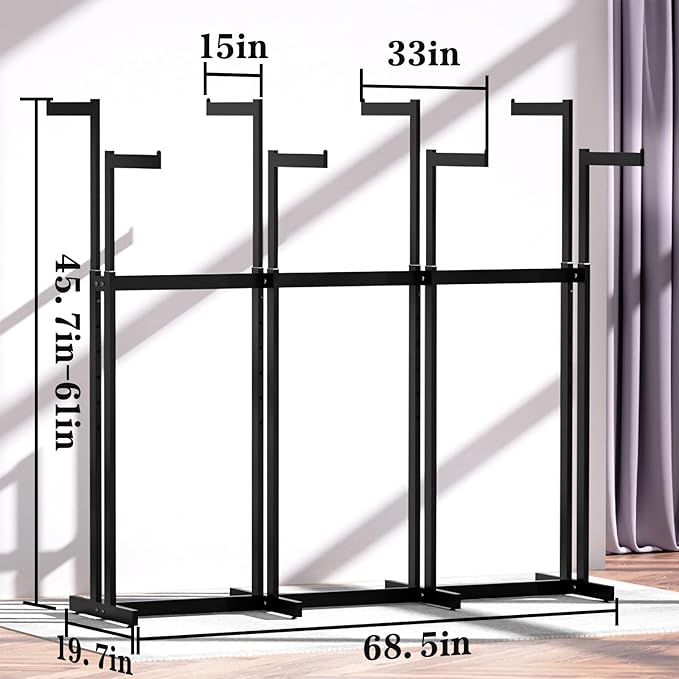 Retail Clothing Rack - for Hanging Clothes, Rolling Metal Garment Racks Heavy Duty, Black Commercial Clothing Display Rack, Clothes Organizer with Wheels (8 Arm,Black)