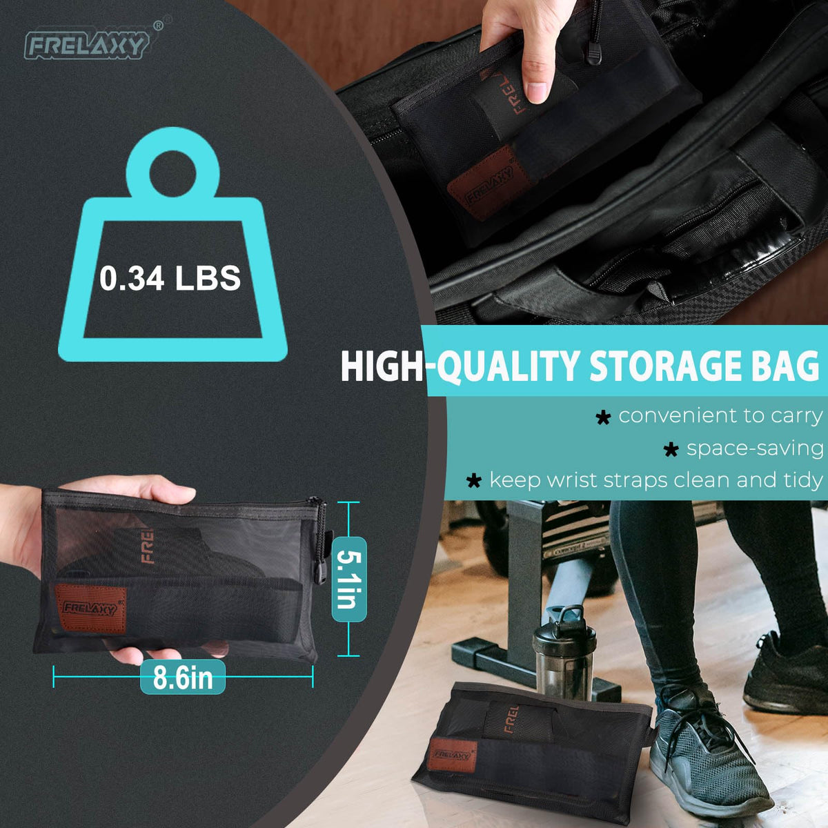 Frelaxy Lifting Wrist Straps Women and Men, Weight Lifting Grips with Cushion Wrist Loop, Double Layer Leather and Storage Pouch, Gym Workout Straps for Deadlift and Powerlifting (Lake Blue)