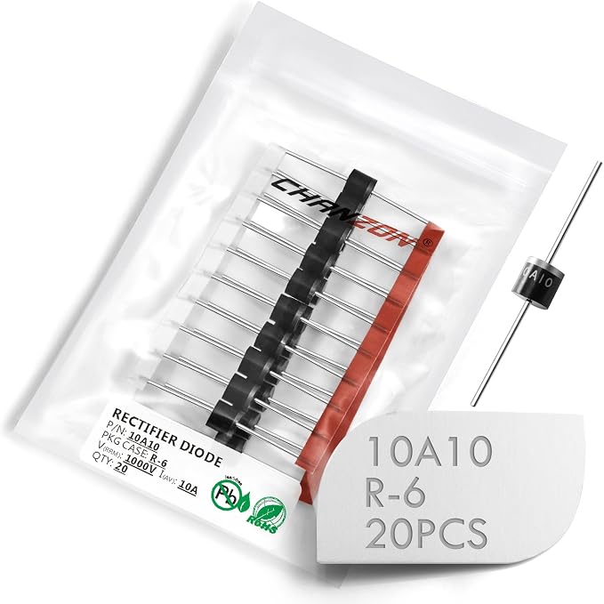 Chanzon 10A10 Rectifier Diode 10A 1000V R-6 Axial 10 Amp 1000 Volt Electronic
