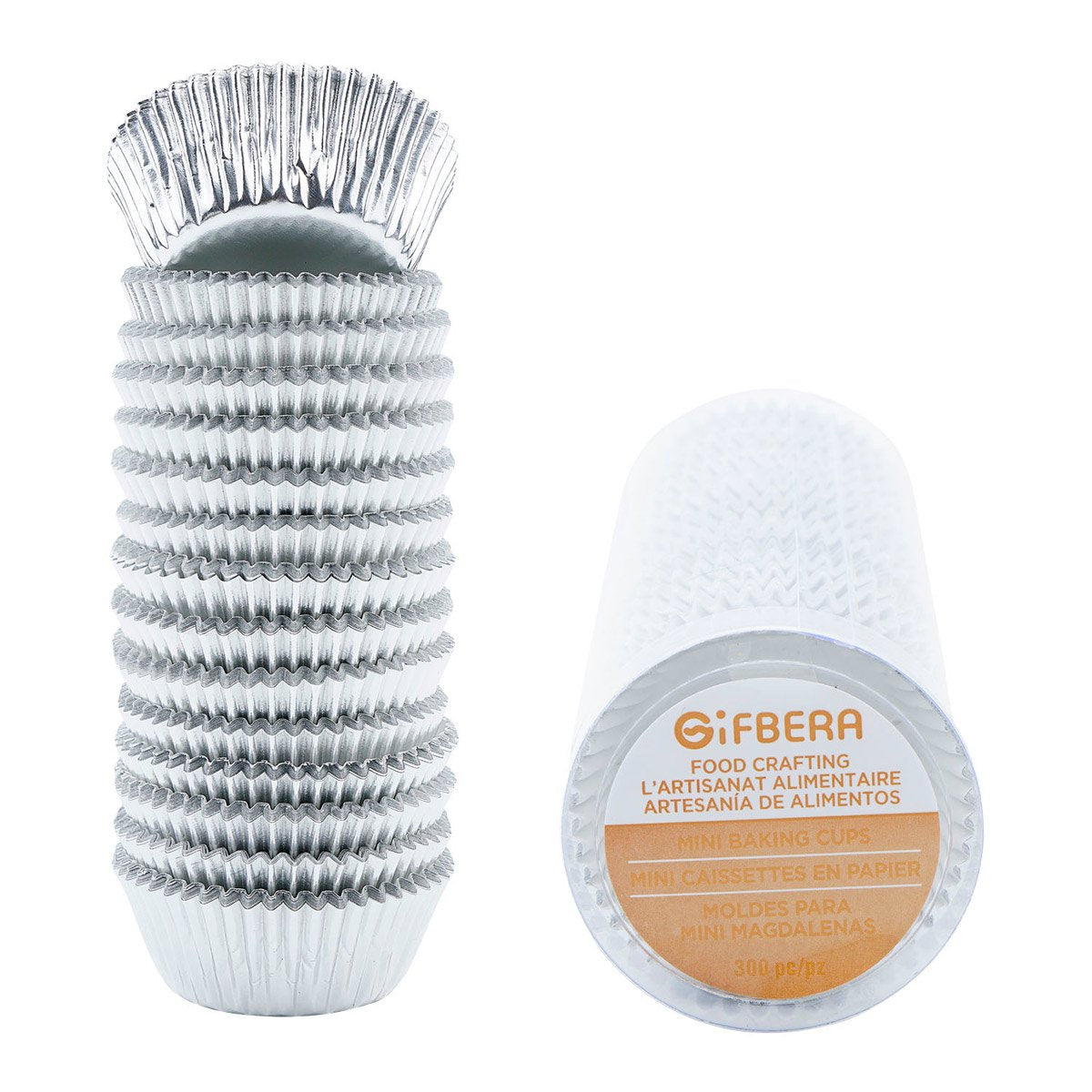 Gifbera Mini Foil Baking Cups Gold, 300-Count Bright Foil Paper Gold Cupcake Liners Mini Size
