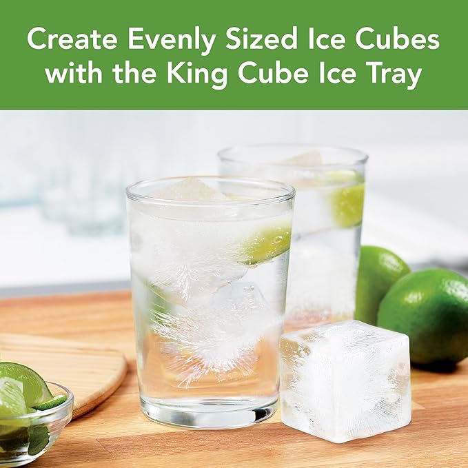 Tovolo Large 2” King Cube Ice Tray with Lid Charcoal Gray Ice Cube Trays for Whiskey Cocktails Smoothies, Big Square Ice Cube Mold Silicone Freezer Tray for Perfect Cubes BPA Free Dishwasher Safe