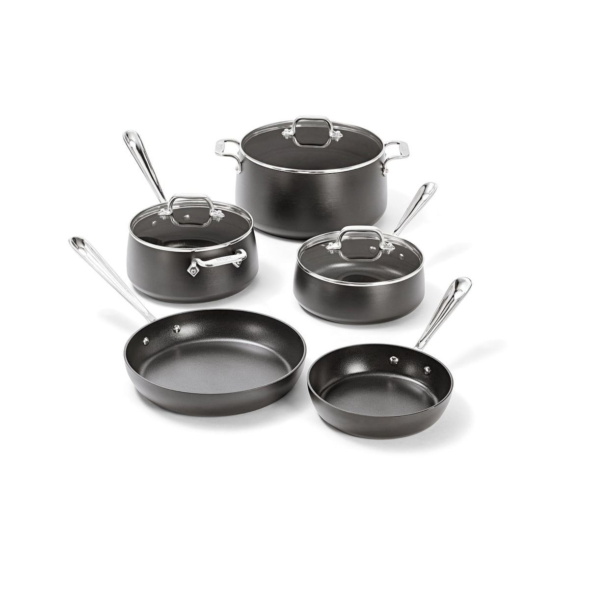 All-Clad HA1 Hard Anodized Nonstick Cookware Set 13 Piece Induction Oven Broiler Safe 500F, Lid Safe 350F Pots and Pans Black