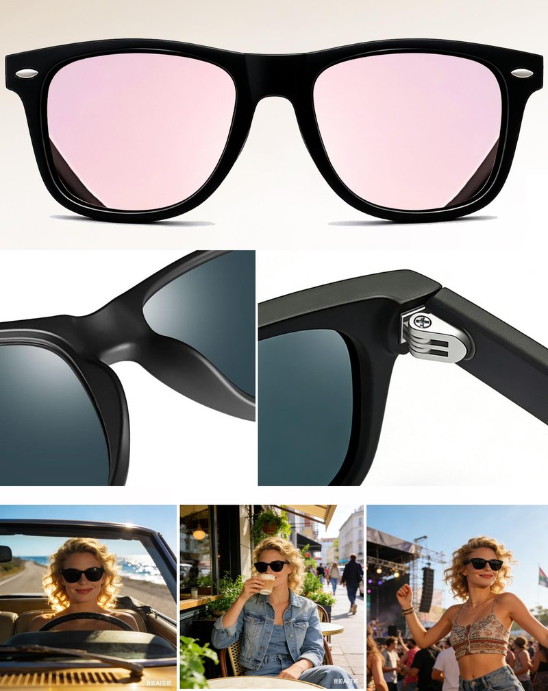 Joopin Oversized Square Sunglasses Designer Polarized Sun Glasses UV400 Protection Trendy Big Shades for Women Men Sunnies(Black + Blue + Pink)