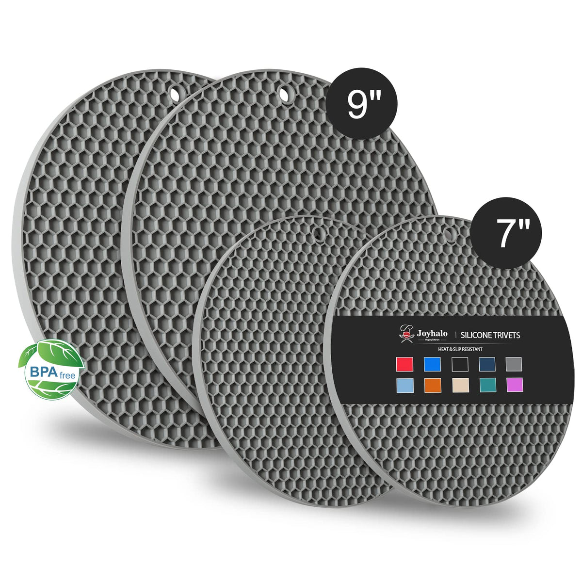 Joyhalo 4 Pack Silicone Trivet for Hot Dishes