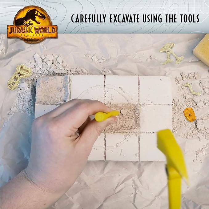 Jurassic World Dominion Dinosaur Dig – Blue, T. Rex & Amber | STEM Excavation Kit from Thames & Kosmos | Dig Out Prehistoric Treasures with Custom Jurassic World Tools | Safe, Dust-Free Activity