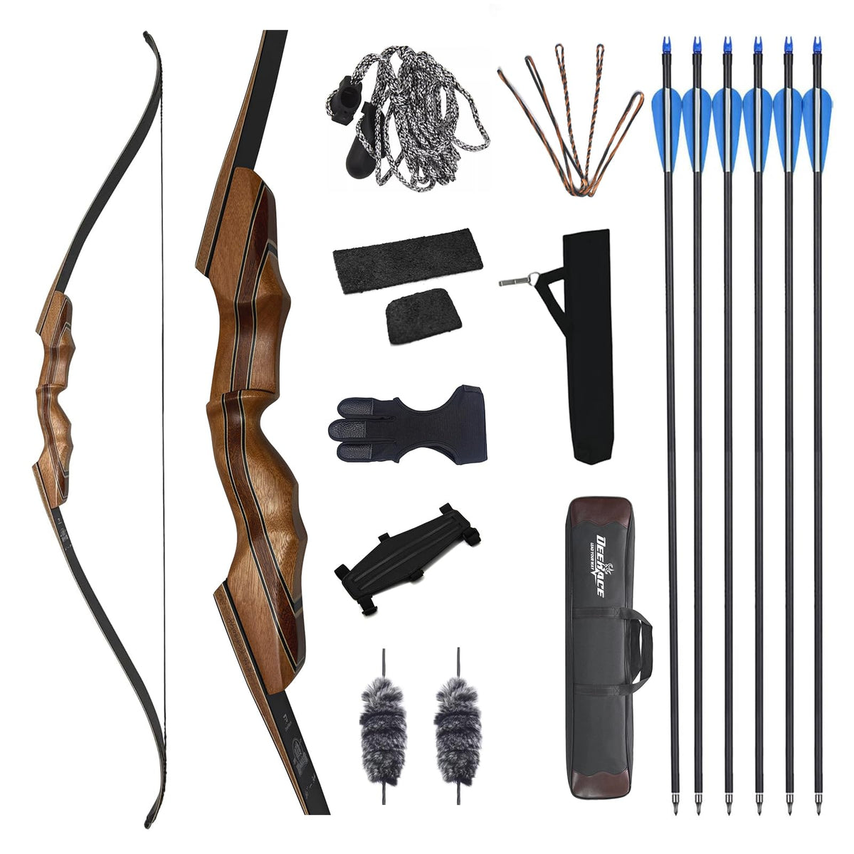 DEERACE Archery 58" 60" Hunting Recurve Bow, Bow and Arrow Set for Adults Youth Beginner Hunting Targeting Archery (35 Lbs, 58")