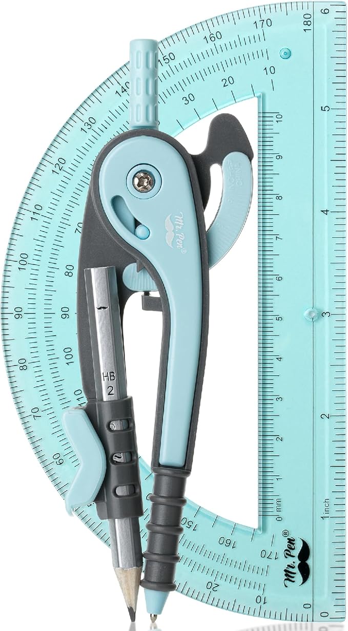 Mr. Pen- Compass and Protractor Set, Math Compass for Geometry and Drawing