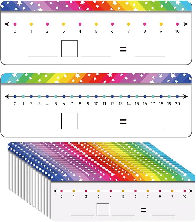 VUSIGN 26 Packs Number Line Dry Erase Boards Cards, Double Sided Writable and Erasable Math White Board for Home, 11.8” x 4”.