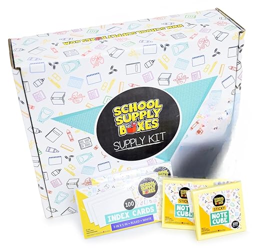 School Supply Boxes | STEM Class Case (4 Boxes) | Back to School Essentials Kit for Students & Teachers | Includes a Calculator, Graph Ruled Filler Paper, a Protractor, & More