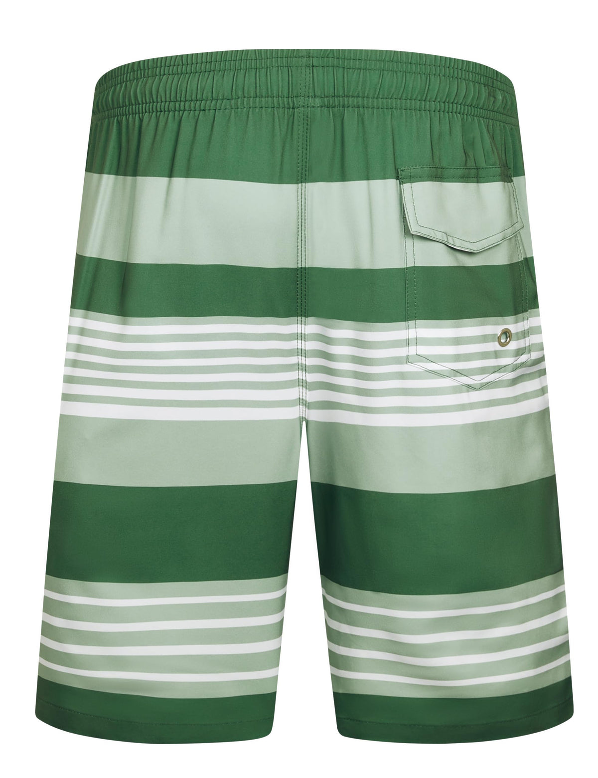 ELETOP Men's Swim Trunks Quick Dry Bathing Suit Swimming Board Shorts Mesh Lining Beach Swimwear Stripe Green White M