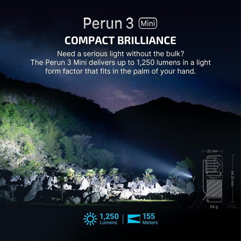 OLIGHT Perun 3 Mini Headlamp 1250 Lumens LED Head Flashlight,Rechargeable Headlight with Red Light Option,Perfect for Working, Hiking, Camping and Climbing (Cool White 5700K~6700K, Black)