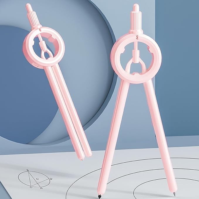 LABANCA 8 Pcs Compass Set with Protractor Rulers Pencil for Math Geometry (Pink8671)