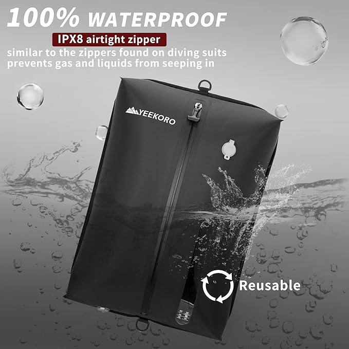 YEEKORO Upgraded Vacuum Bag for Travel, Professional IPX8 Waterproof Reusable Vacuum Compression Bags for Travel Suitcases, Durable Space Saver Bag