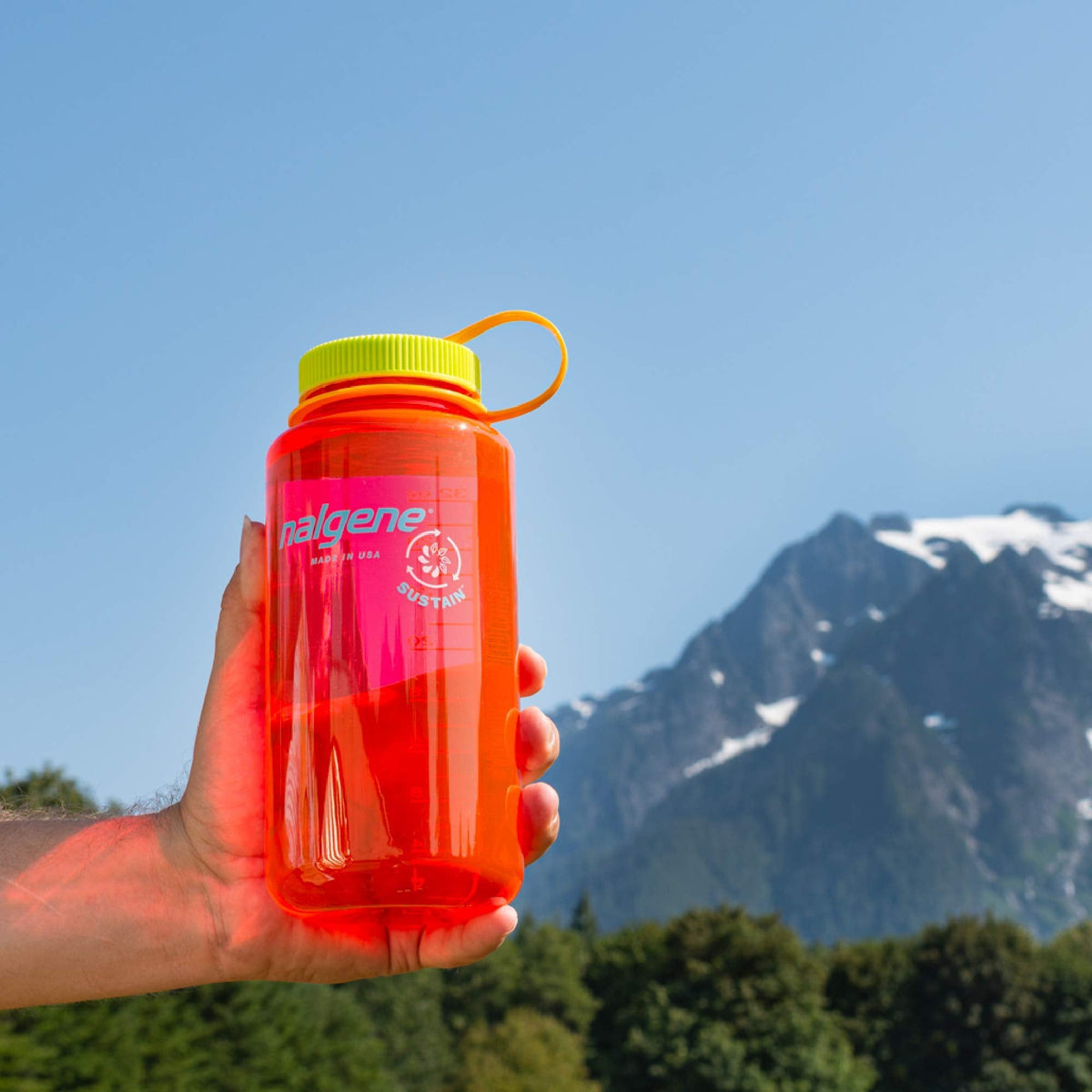 Nalgene Sustain Tritan BPA-Free Water Bottle Made with Material Derived from 50% Plastic Waste, 32 OZ, Wide Mouth, Pomegranate (Pack of 6)