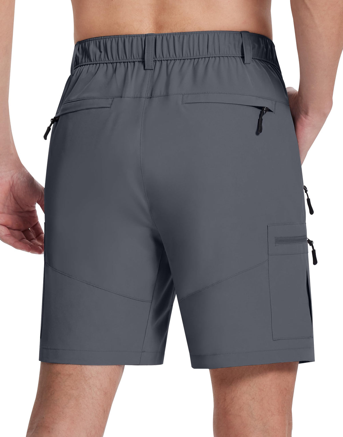 SERAMY Mens Hiking Cargo Shorts with 6 Zipper Pockets 9" Quick-Dry Lightweight Short for Golf Casual Fishing Outdoor Work