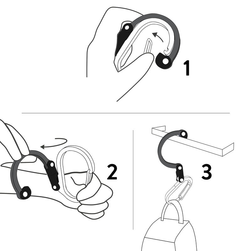 GEAR AID HEROCLIP Carabiner Clip and Hook (Small) for Purse, Stroller, and Backpack, Stealth Black