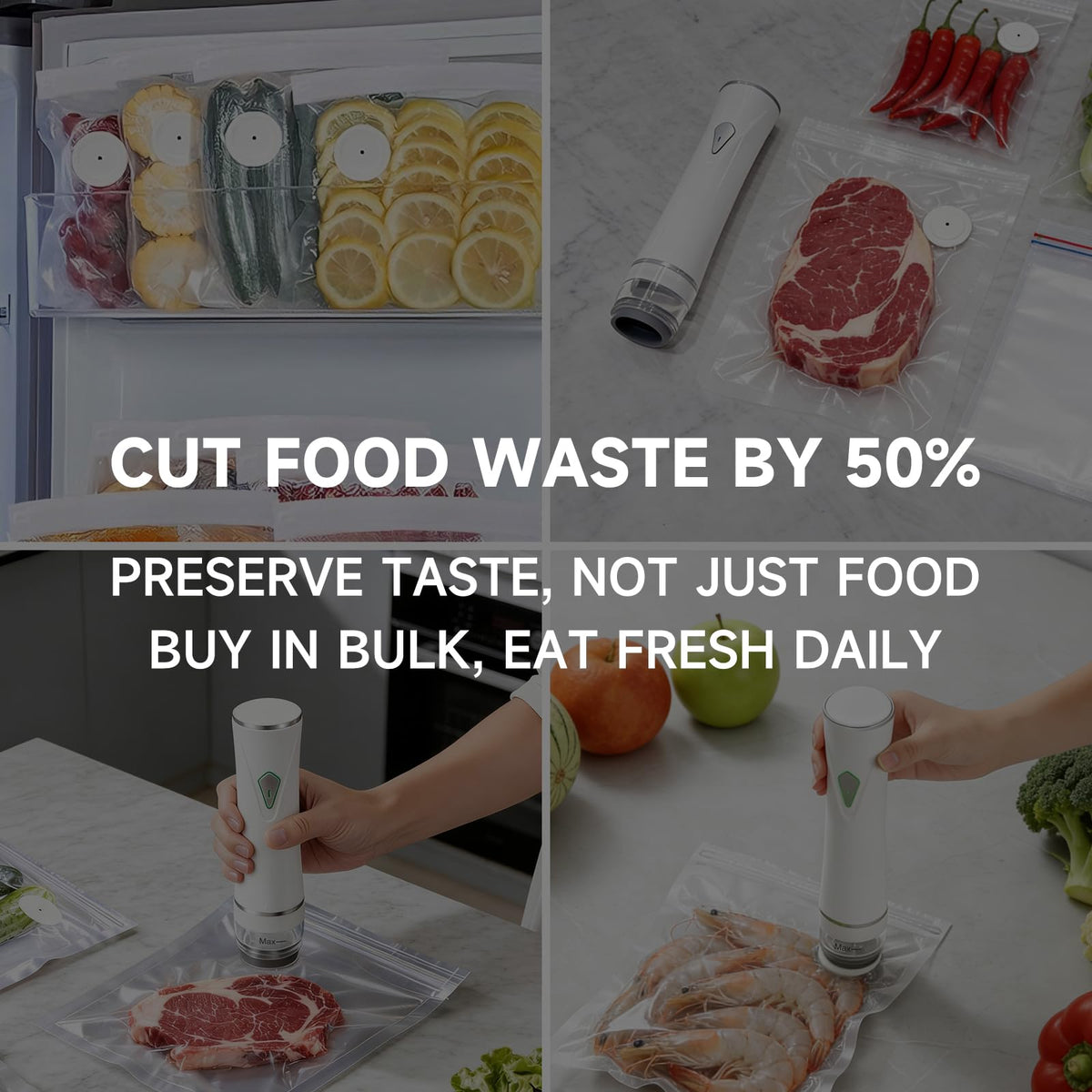 KomBryvian Vacuum Sealer for Food with 30 BPA-Free Bags, Auto Stop