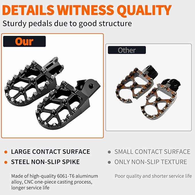 Nilight Motorcycle Foot Pegs Dirt Bike Footpegs Fit for Surron Light Bee X/S E Ride Pro SS CRF150F CRF230F CRF250F X160 X260 KDX200 XR125L XR150L Heavy Duty CNC Foot Rests Pegs Pedal, Black