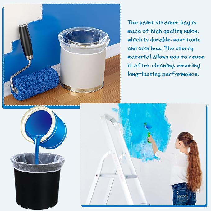 Paint Strainer Bags White Fine Mesh Filters Bag Bucket Elastic Opening Strainer
