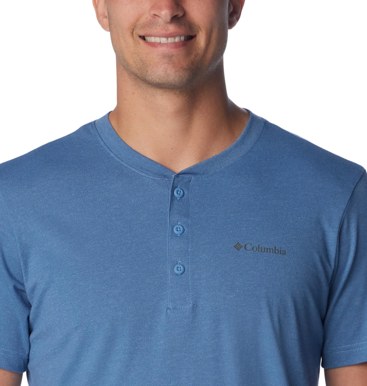 Columbia Men's Thistletown Hills Short Sleeve Henley, Skyler Heather, Medium