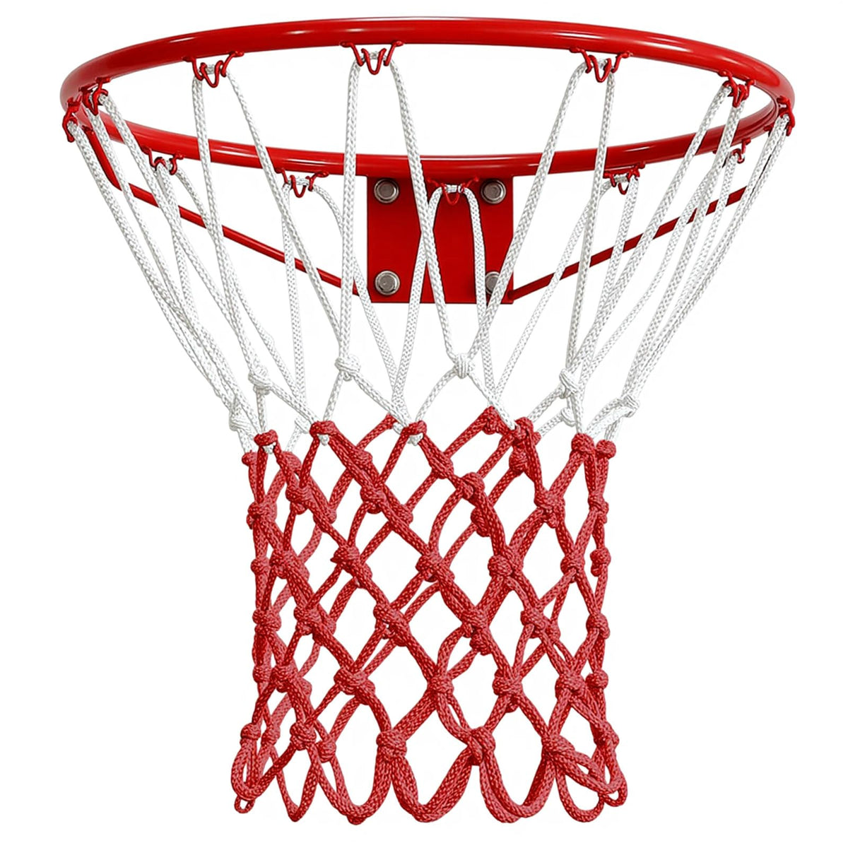 Basketball Net 2 Pack, Heavy Duty Basketball Net Replacement Weather Anti Whip Polyester Basketball Hoop Net Fits Standard Indoor Or Outdoor Court Use - Easy Install (Red White)