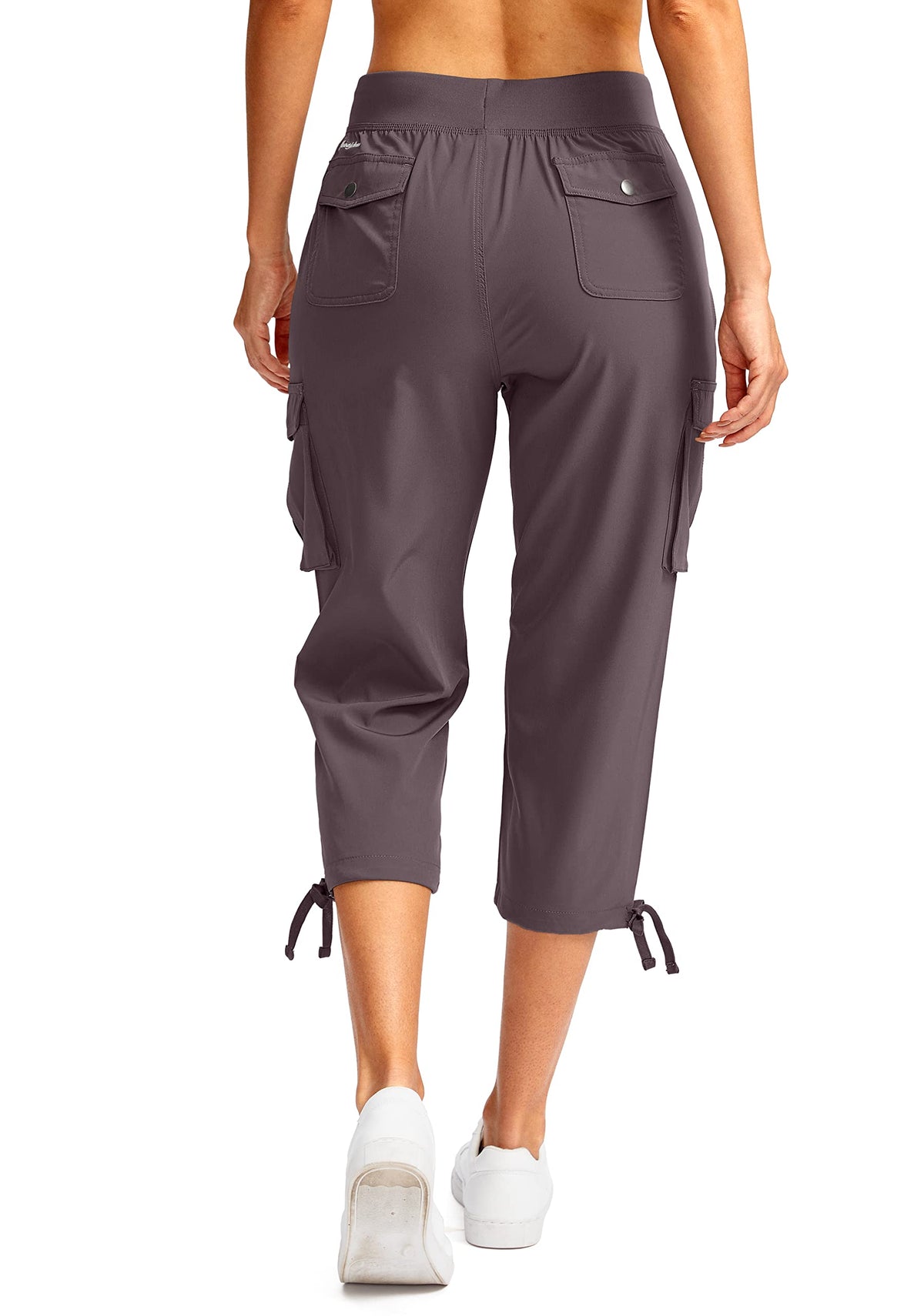 Soothfeel Women's Cargo Capris Pants with 6 Pockets Lightweight Quick Dry Travel Hiking Summer Pants for Women Casual (Dusty Purple, L)