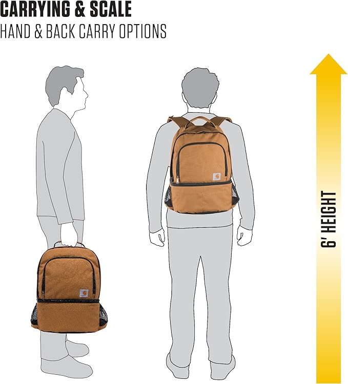 Carhartt Insulated 24 Can Two Compartment Cooler Backpack, Fully-Insulated Base, Durable Water-Resistant for Camping, Beach & Travel