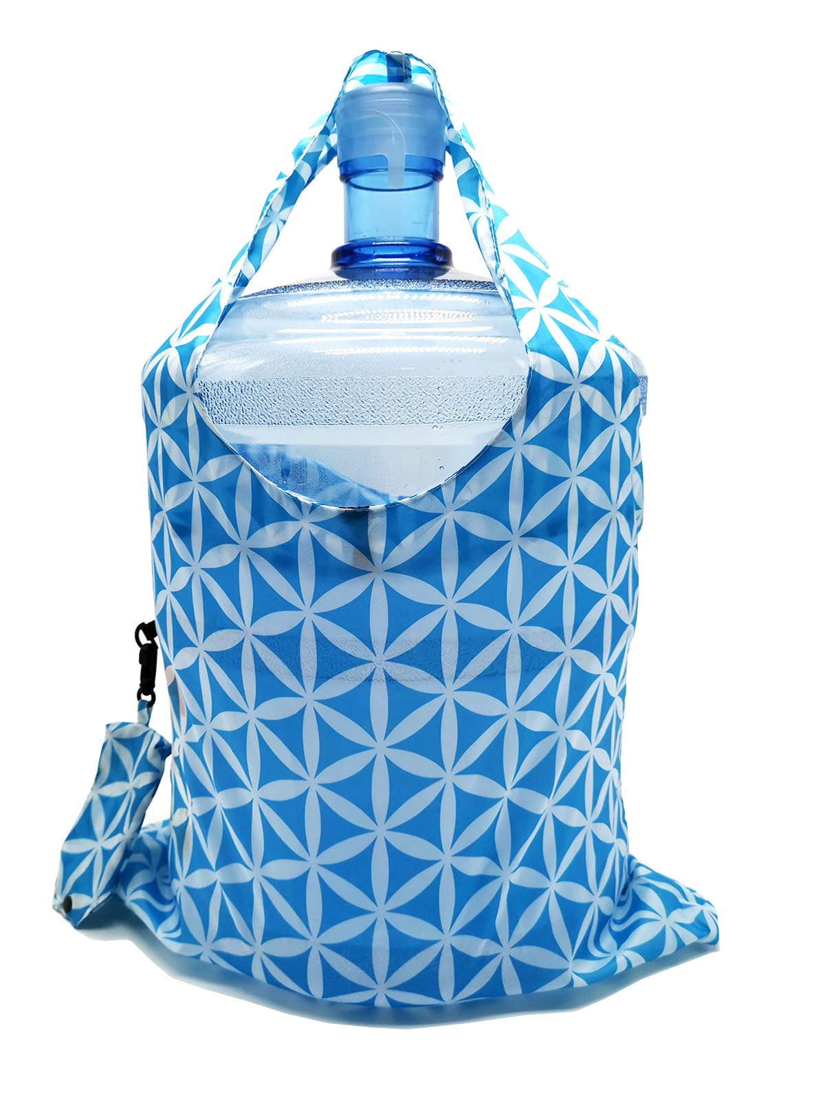 HOLYLUCK Reusable Grocery Bags,Heavy Duty Foldable Shopping Tote Bag (Standard, 3 Blue Geometric Flowers)