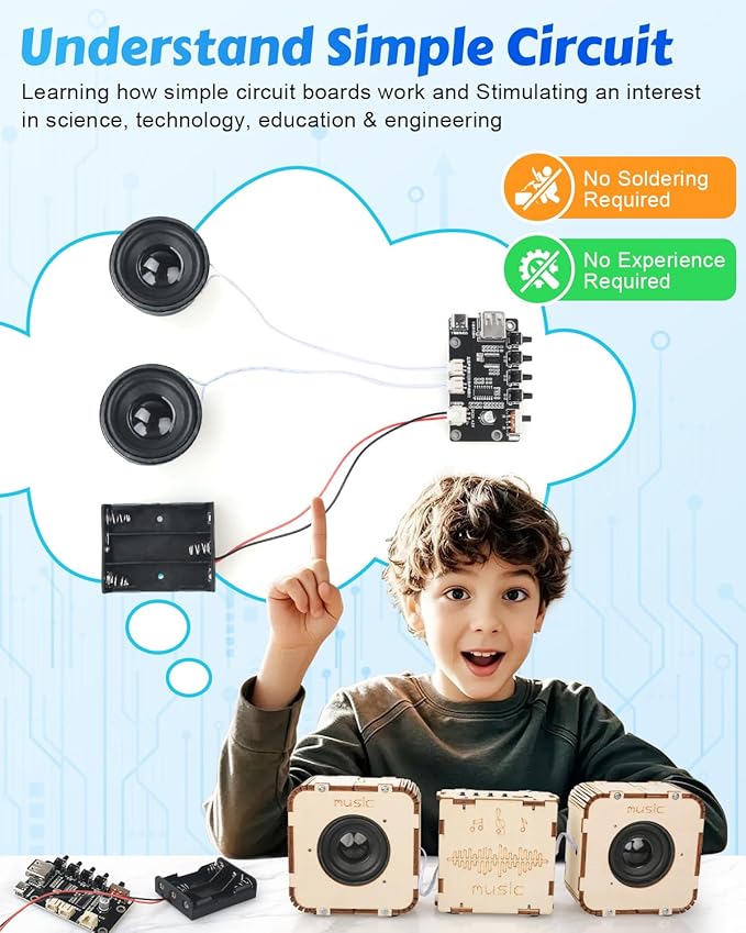 Poraxy STEM Toys for Boys Age 8-13, Build Your Own Bluetooth Speaker, Science Kits for Kids 8-12, Electronic Experiment DIY Building Projects, Gifts for Adult Teen Boy Girl 9 10 11 13 14 15 16