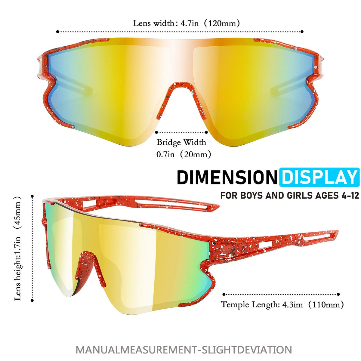 Wapreta 3PACK Kids Sunglasses Youth Baseball Sunglasses for 4-12 Boys Girls Cycling Softball Running UV400 Sports Goggles (Pink Frame + Blue Frame + Black Frame)