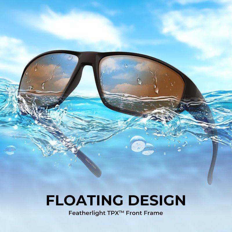 KastKing Merced Floating Polarized Sports Sunglasses, With PuriVex Protective Lens Coating, Lightweight TPX Frame, Men Women