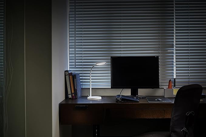 Bostitch Office LED Desk Lamp, Qi Wireless Charging, Dimmable, 3 Brightness Levels, Flexible, Quick Charging, Touch Power Control, White (LED2107-WHT)