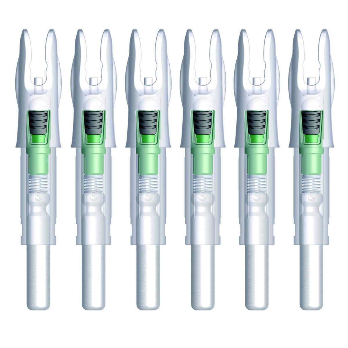 Linpeng 6PCS Lighted Nocks for Arrows with .165/ .204/ .233/ .244/ .246 Light Up Nocks with ON/Off Switch for Archery Hunting (Green, GT/.246")