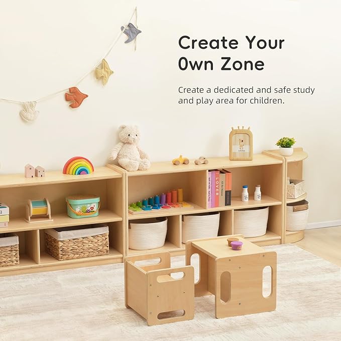OOOK 2-Shelf Montessori Shelf Toy Organizers and Storage for Kids, 3-Section Wooden Storage Cabinet Shelves for Classroom, Kindergarten, Kids Room, Playroom