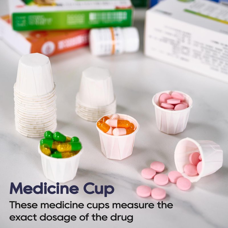 LITOPAK 500 Pack 0.75 oz Disposable Paper Souffle Medicine Cups, 3/4 oz Sample Cups for Tasting Pills, Food Dessert Services, and Condiments