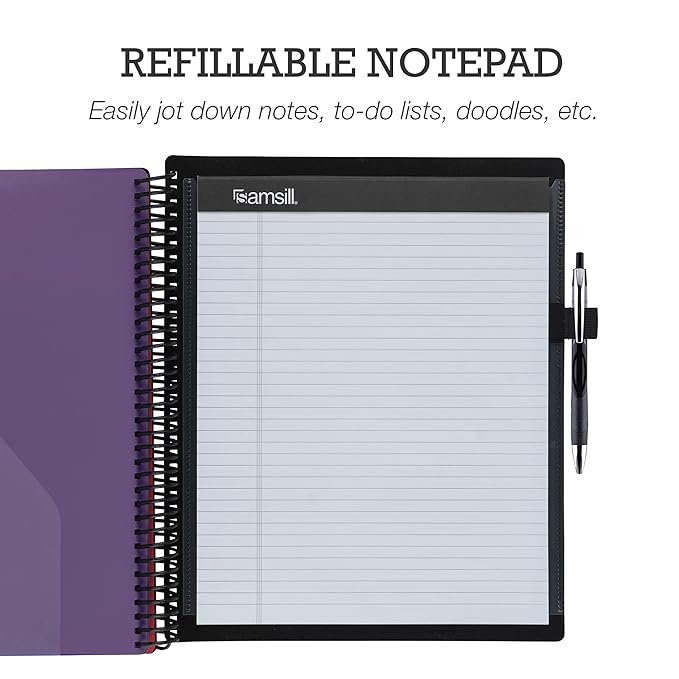 Samsill Spiral Folder Organizer - 12 Dividers & 24 Pockets with Notepad Holder, Multi Pocket Color Cordinated Folder Binder with Customizable Tabs, Document Organizer (Fashion)