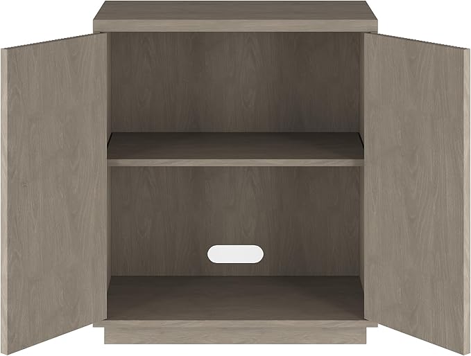 Henn&Hart 28" Fluted Wooden Accent Cabinet, Ribbed Modern Sideboard Buffet Cabinet with 2 Doors and an Adjustable Shelf for Living Room, Dining Room, Bedroom or Entryway, Antiqued Gray Oak