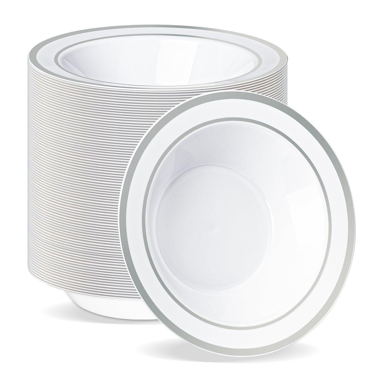 BESTVIP 100 Pack 12 oz White Plastic Bowls, Disposable Soup Bowls
