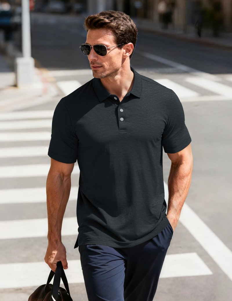 MAGCOMSEN Men's Polo Shirts Short Sleeve Quick Dry Moisture Wicking Collared Shirt Breathable Athletic Casual Golf Polos