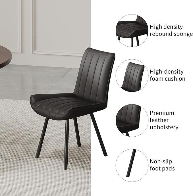 Walnut Round Dining Table Set for 4, Mid-Century Modern Kitchen Table and Chairs, Small Space Dining Room Furniture for Apartment, Breakfast Nook or Studio (Walnut wood-1 Table + 4 Black Chairs)