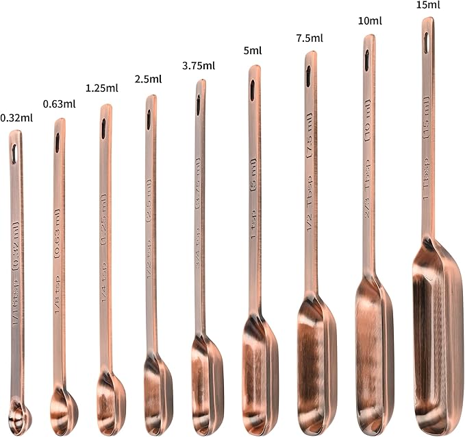 Nstezrne Copper Measuring Cups and Spoons Set 17 for Dry & Liquid, Metric & Us Stainless Steel Measuring Cups and Spoons Set with Leveler for Kitchen & Baking with 3/4 & 2/3 Measurer Cup
