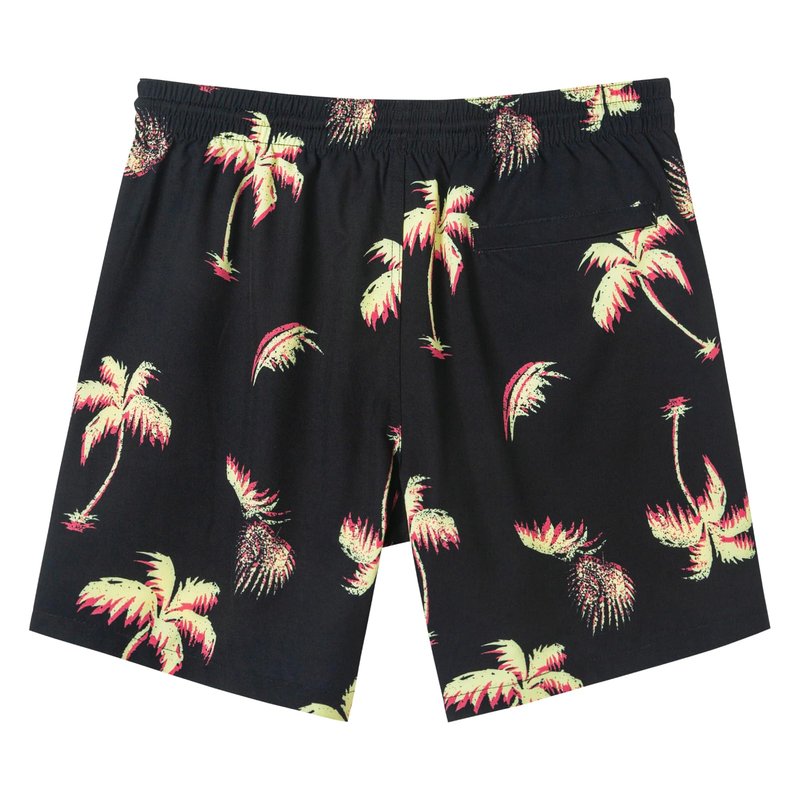 SURF CUZ Mens Swim Trunks with Compression Liner Quick Dry Swim Shorts 7" Swimming Trunks Stretch Bathing Suit 7 Inch,Neon Palms,S